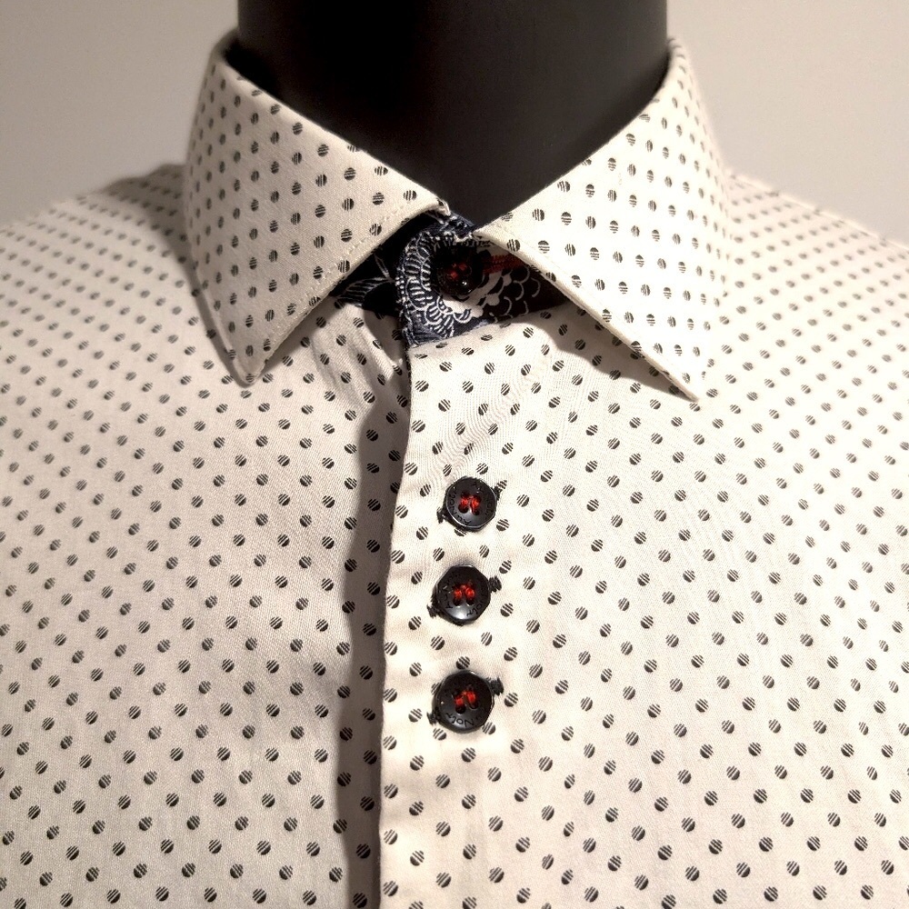 Men's White Polka Dot Dress Shirt